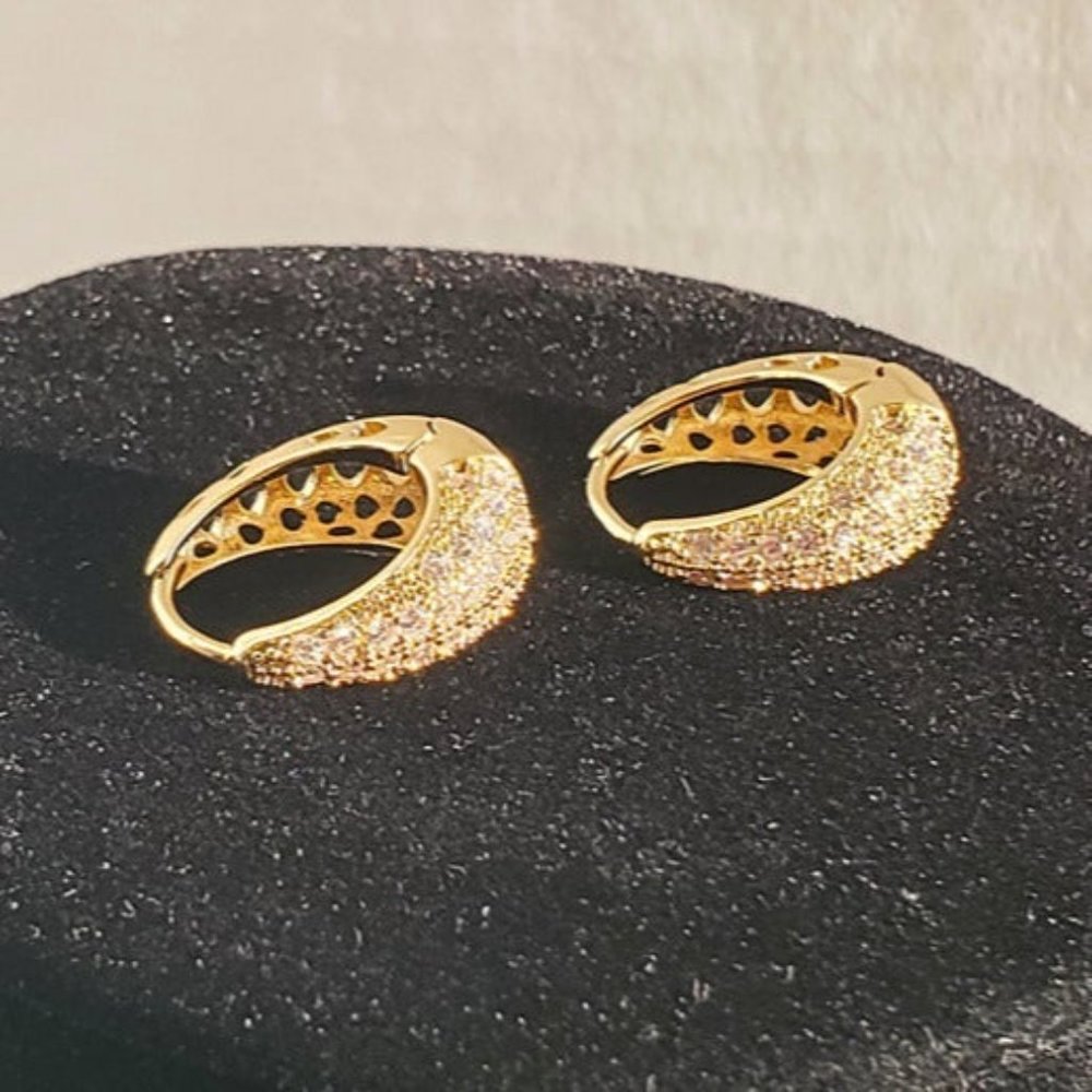 14K Gold Chunky Hoop 2ct Diamond Earrings Womens Oval Hoops Ladies Jewelry 2 ct - Picture 5 of 7